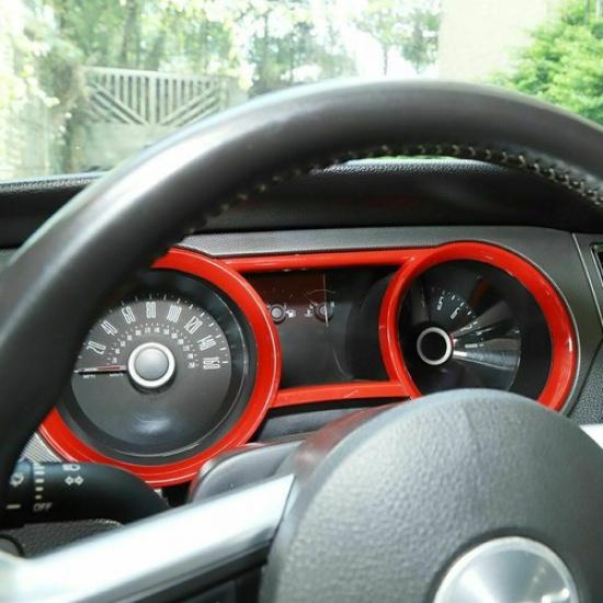 Dashboard Trument Box Ring Trim Cover Bezels For Ford Mustang 2010-2014 Red