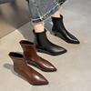 Hot Selling French Leather Boot 2025 Autumn New Women's Fashion Single Boots Pointed Toe, Thin Heel Mid Heel, Sleeve Short Boots