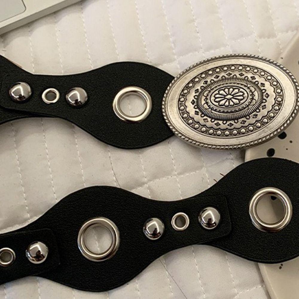 Leopard Women's Rivet Belt Vintage Dress Jeans Belt Leather Waistband  Waist Accessories