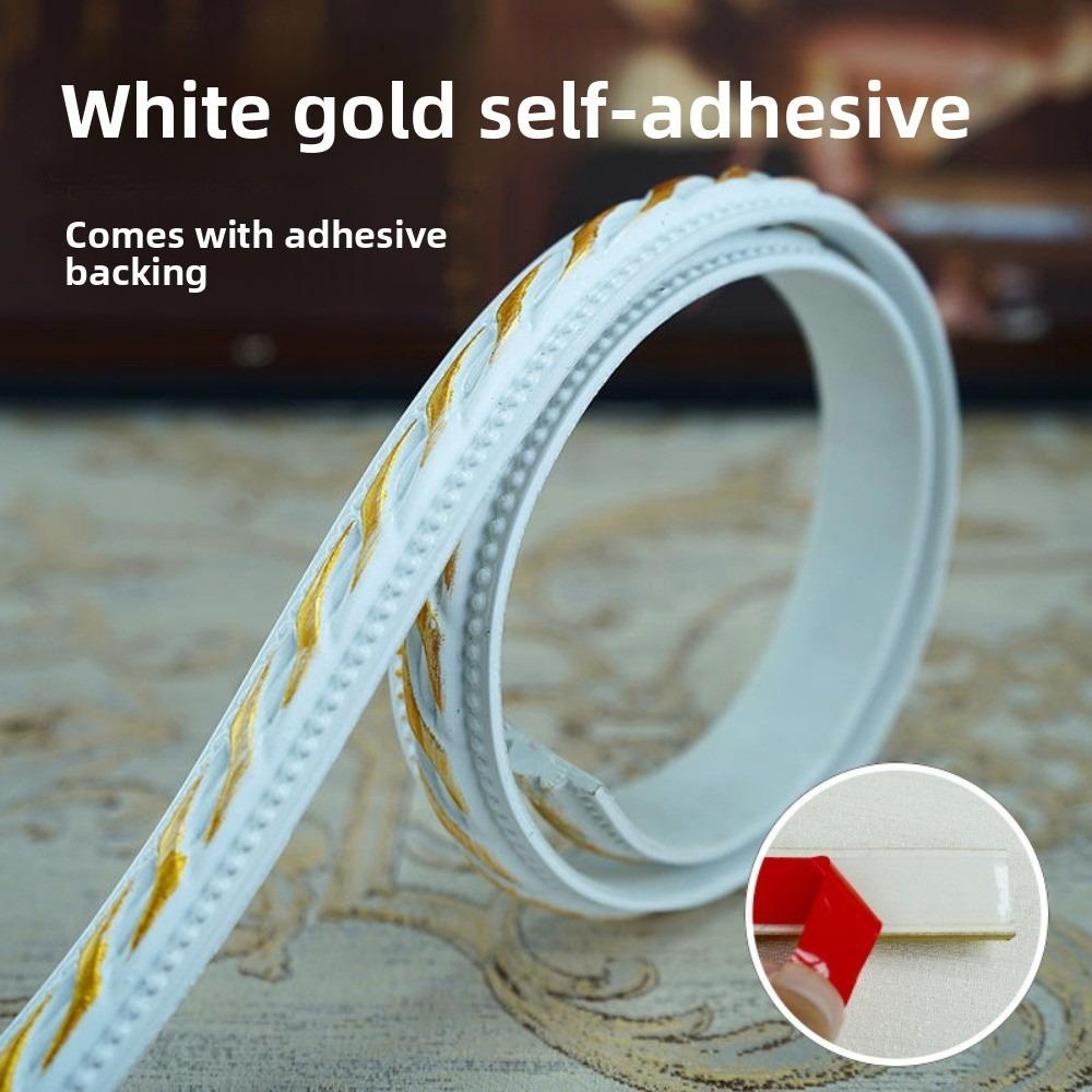 1mx12mm Wall Decorative Line Faux Embossed Self-adhesive Home Decorative Trim Waterproof 3D Ceiling Baseboard