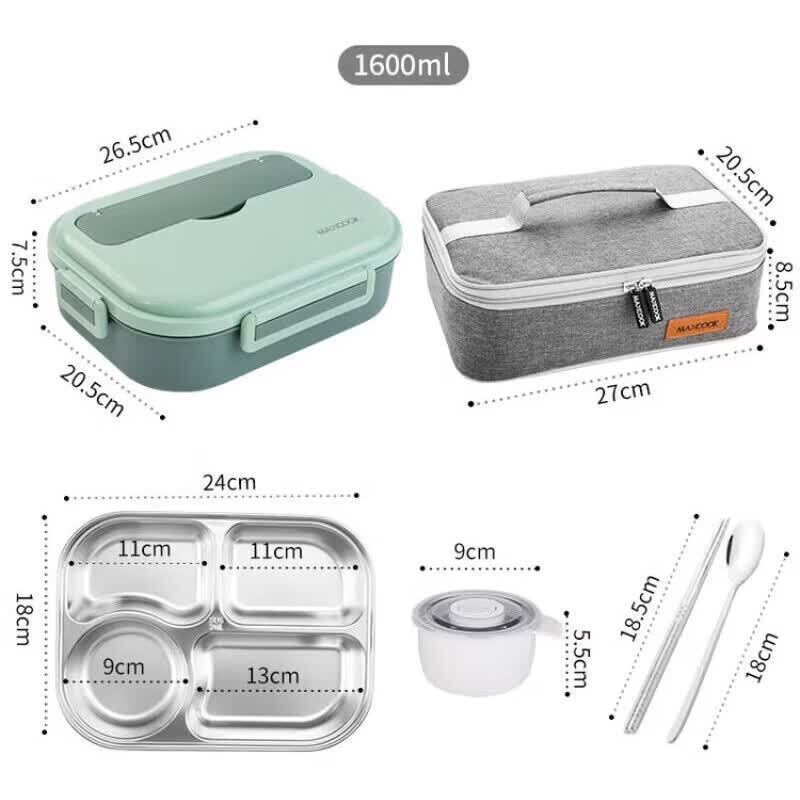 Maxcook 316L Stainless Steel Divided Lunch Box Set