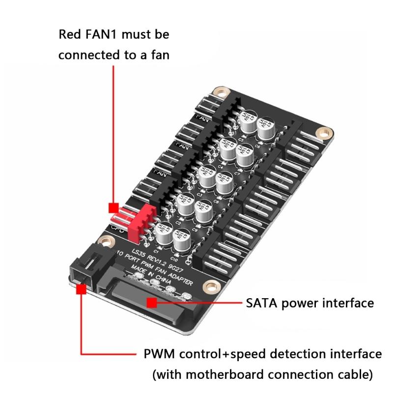 PWMs Computer Fan Speed Regulator 10 Adjustable Level For Efficient Heat Dissipation
