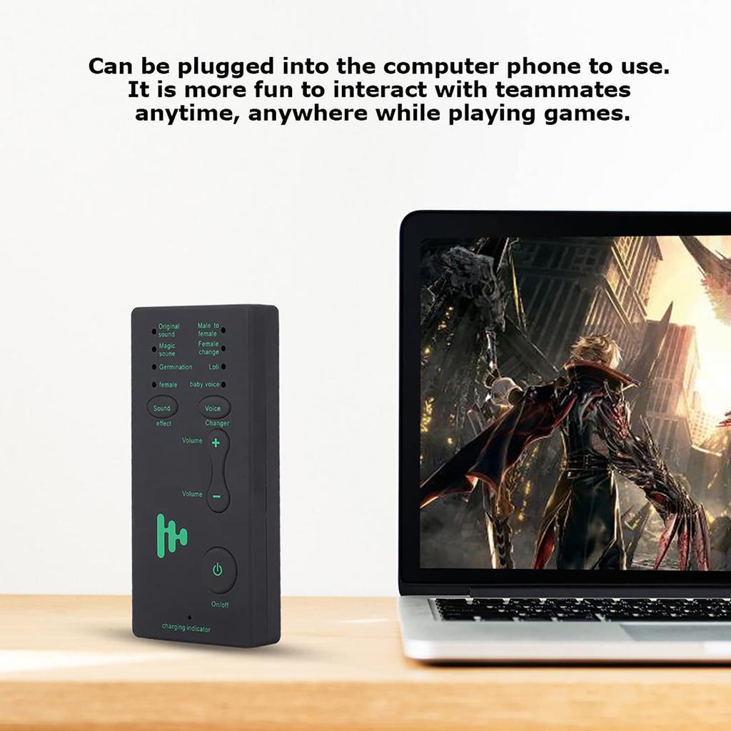 Portable Mini Voice Changer Sound Card for Live Streaming, Male To Female Voice Change with One Click, 4 Sound Effects