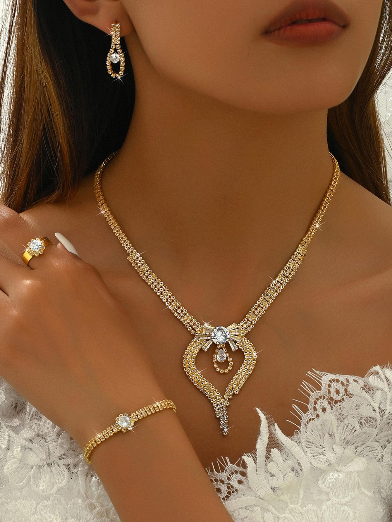 

5 шт. Женская мода изысканная цепь-коготь бабочка серьги ожерелье браслет ювелирный комплект свадебный банкет вечеринка фестиваль подарок