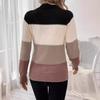 Womens Colorblock Knit Sweater Loose Fit Round Neck Long Sleeve Casual Pullover Winter