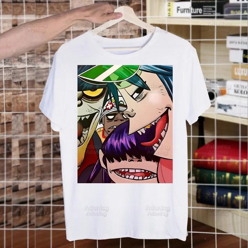 Gorillaz PUNK ROCK Cartoon Funny T Shirt Men New Casual Short Sleeve ChakaKhan Noodle Tshirt Homme Manga Unisex T-shirt Tees