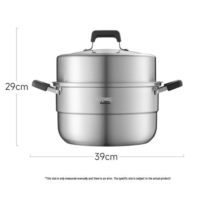 Joyoung 304 Stainless Steel Double-Layer Steamer Pot with High Arch Lid, 28cm