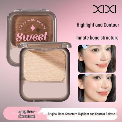 Xixi White Light Moon Phase Matte Contour Palette - Natural Low Saturation Everyday Powder for Beginners