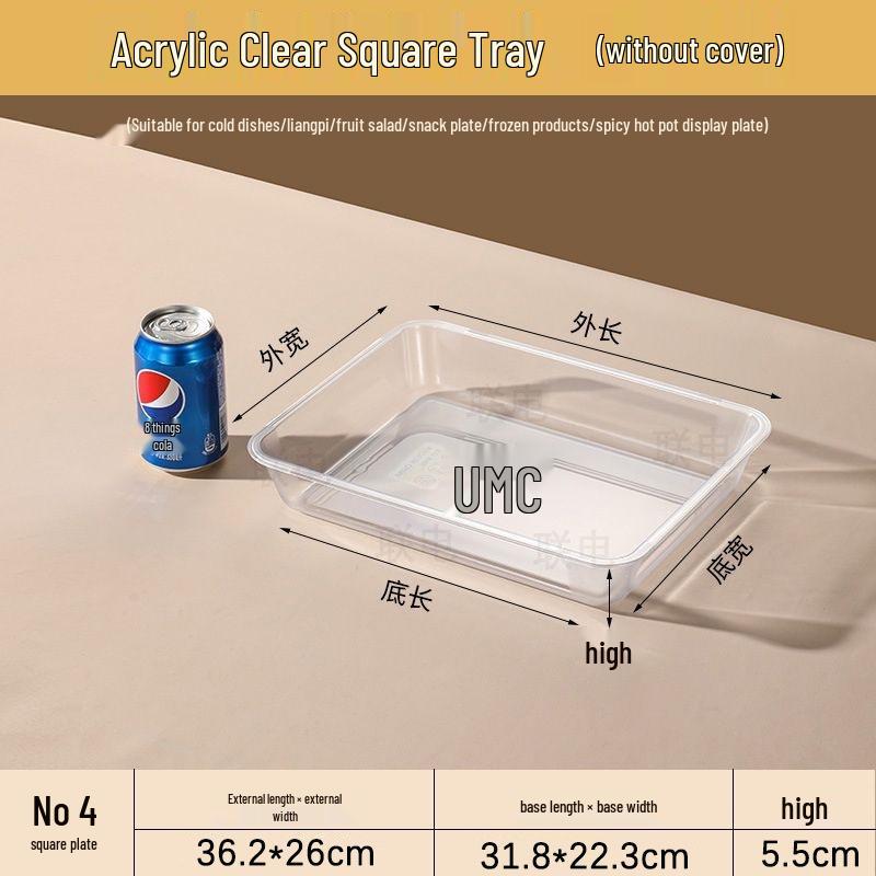 Extra Thick Transparent Rectangular Tray for Fruit Cake Dessert Snacks