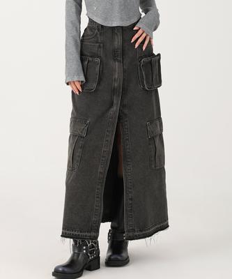 Urban Dress Evelyn Long Denim Skirt Black