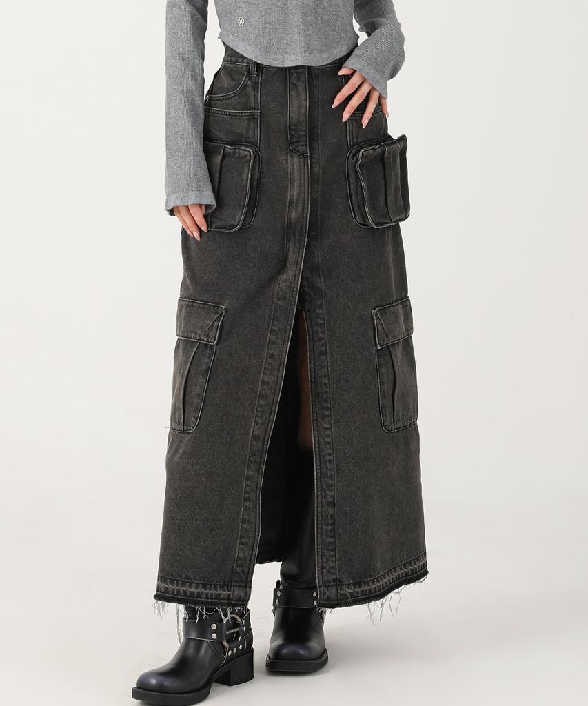 AVANDRESS Evelyn Long Denim Skirt Blue