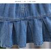 Girls' Korean Style Pleated Denim Skirt - Versatile Summer Fashion for Big Kids