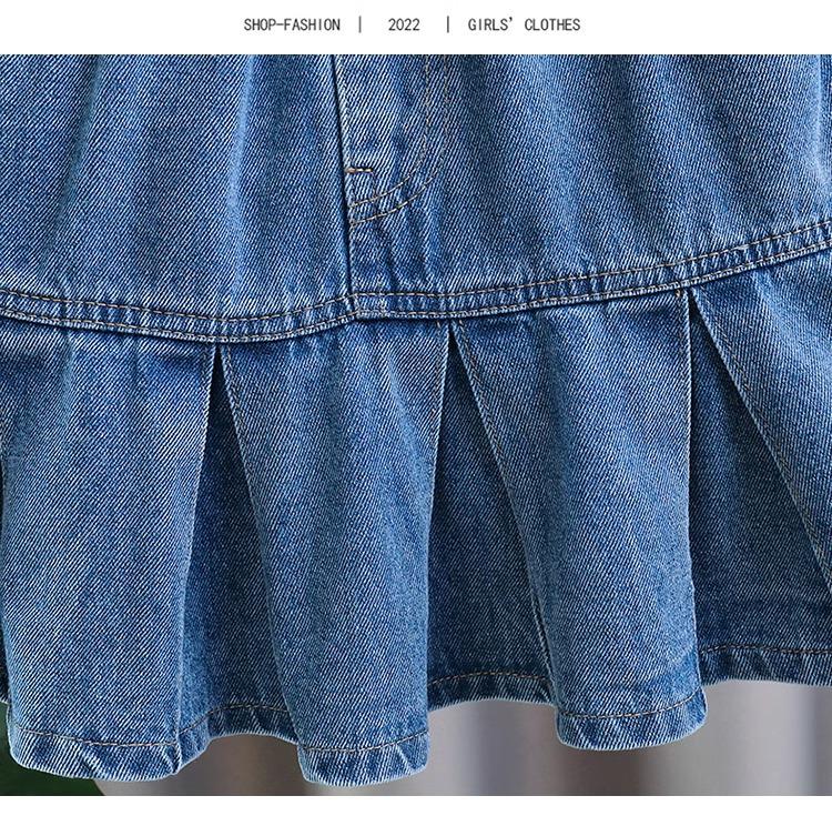 Girls' Korean Style Pleated Denim Skirt - Versatile Summer Fashion for Big Kids