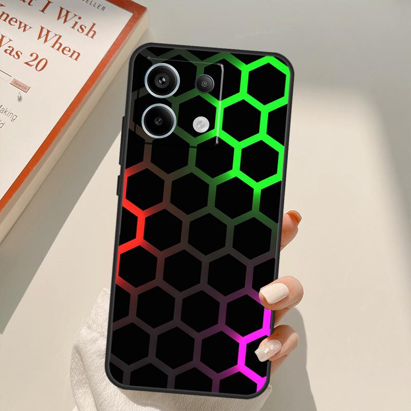 

3D Hexagonal Lights Funda For Xiaomi Redmi Note 14 13 12 10 11 15 Pro Plus Case For Redmi 15C 10C 12C 13C 14C 15 Note 15 Pro Plus 5G