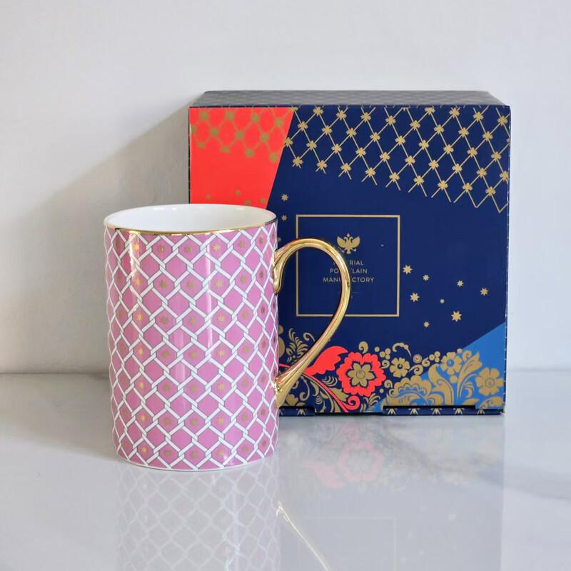 Handu Rhombus Grid Bone China Mug