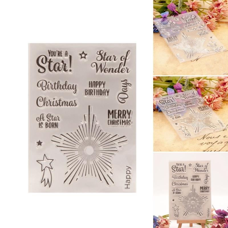 Greeting Words Patterned Stamp Blessing Words Clear Silicone Stamp for Scrapbooking Valentines Christmas Holiday Cards