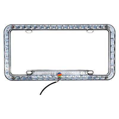 Porte-plaque d'immatriculation élégant avec lumière LED 12V Cadre de plaque d'immatriculation Cadre de plaque d'immatriculation universel pour moto Accessoires pour véhicule