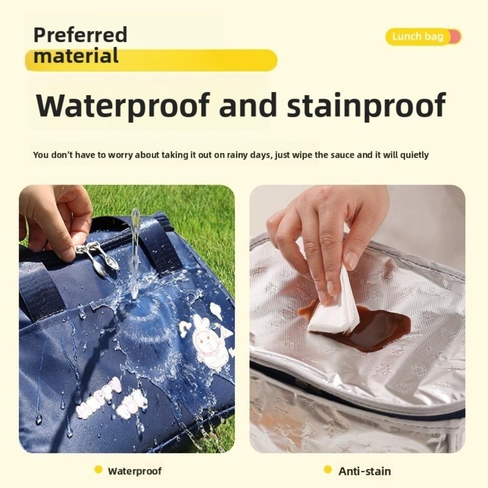 Office Worker Insulated Thermal Bag Waterproof Picnic Handbag Simple Cartoon Lunch Bag  Men Women