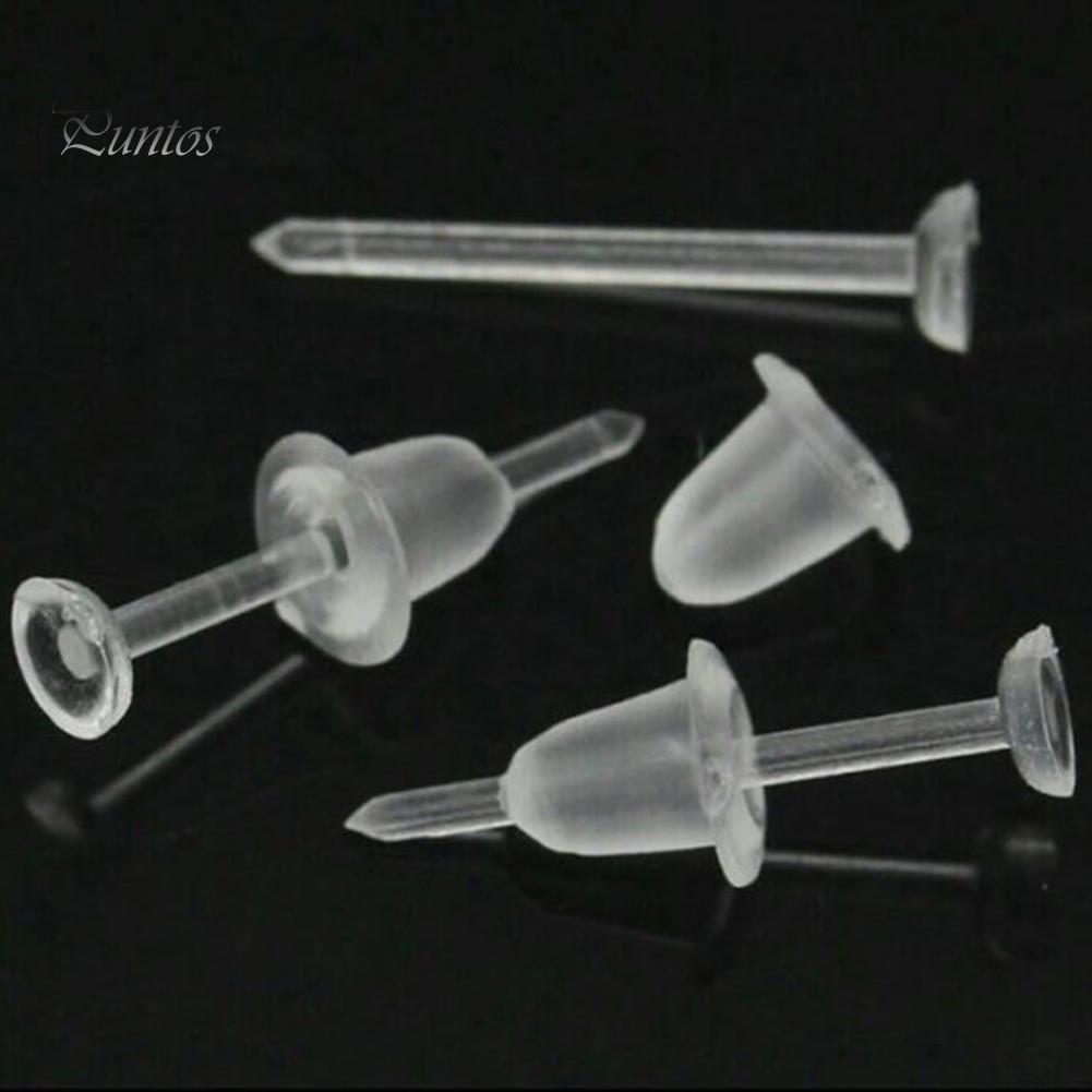 50Pcs/Set Unisex Clear Plastic Earring Post Ear Pins Backs DIY Jewelry Accessory