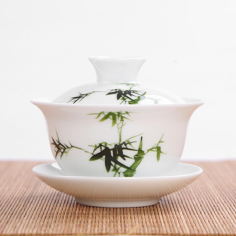 Chinese Traditions Gai Wan Tea Set Bone China Tea Sets Dehua Gaiwan Tea Porcelain Pot Set For Travel Beautiful And Easy Kettle