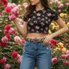Border Bead Carved Metal Buckle Belt Bohemian Style Retro Rose Flower Belt  Women's Accessories