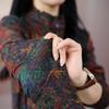 Plus Size Floral Print Long Sleeve Top for Middle-Aged & Elderly Women