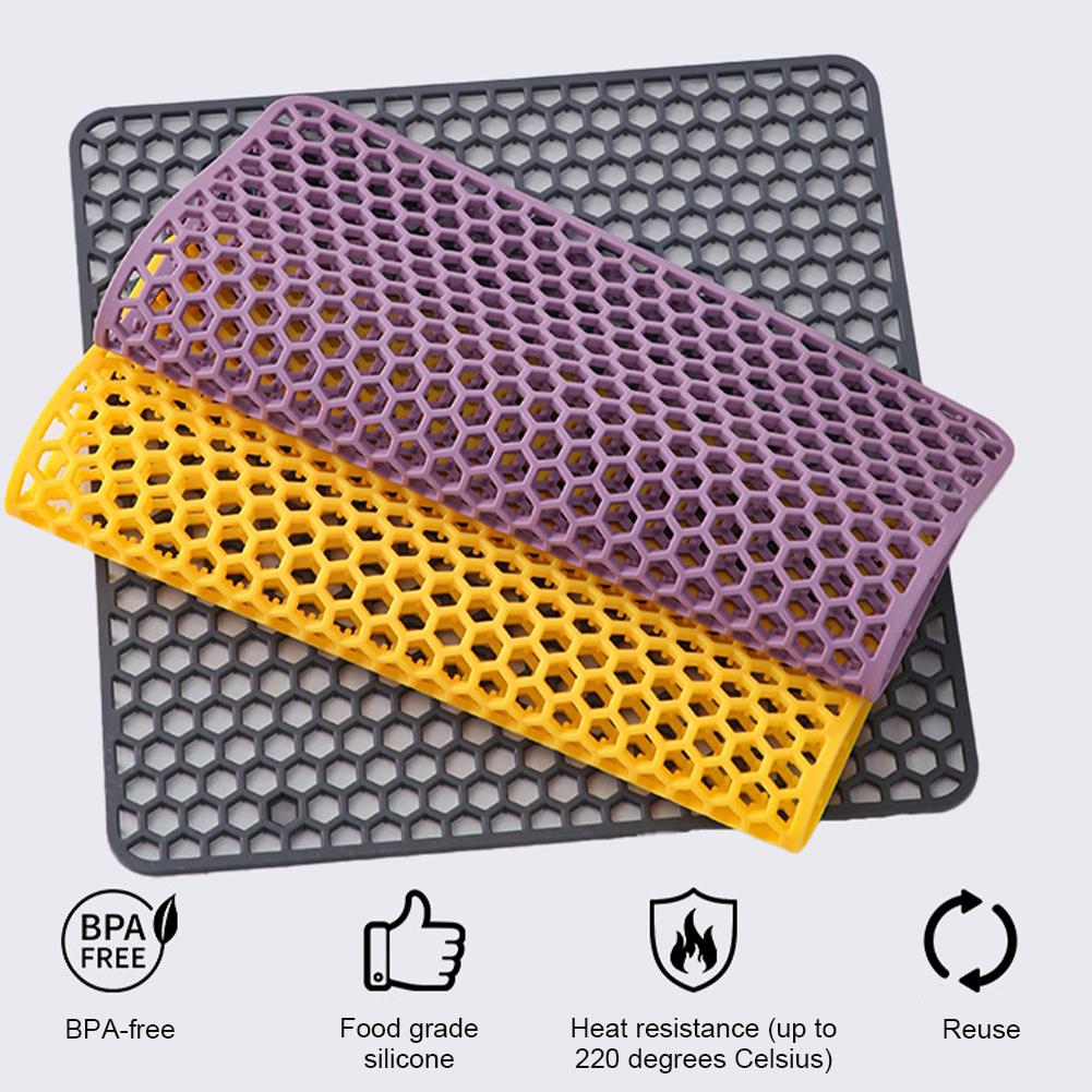 Silicone Dining Table Mat Thickened Bowl Plate Pot Mat Heat-resistant Easy To Clean Insulated Sink Bottom Protection Drain Mat