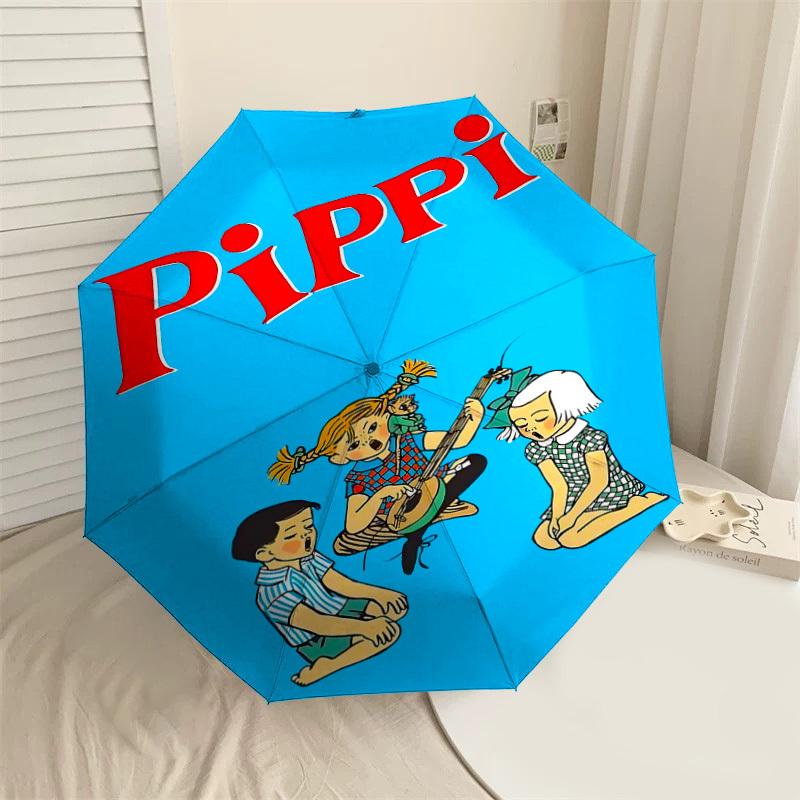 

1PC Pippi Longstocking Umbrella-8-Rib Reinforced, Automatic Open, Lightweight & Durable, Cute Fashion Accessory for Outdoor-W9258