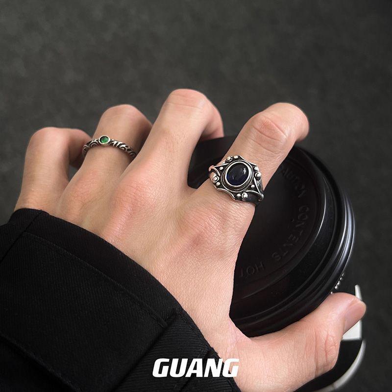 Retro Adjustable 925 Sterling Silver Open Rings - Unisex, Trendy, and Colorfast Niche Design