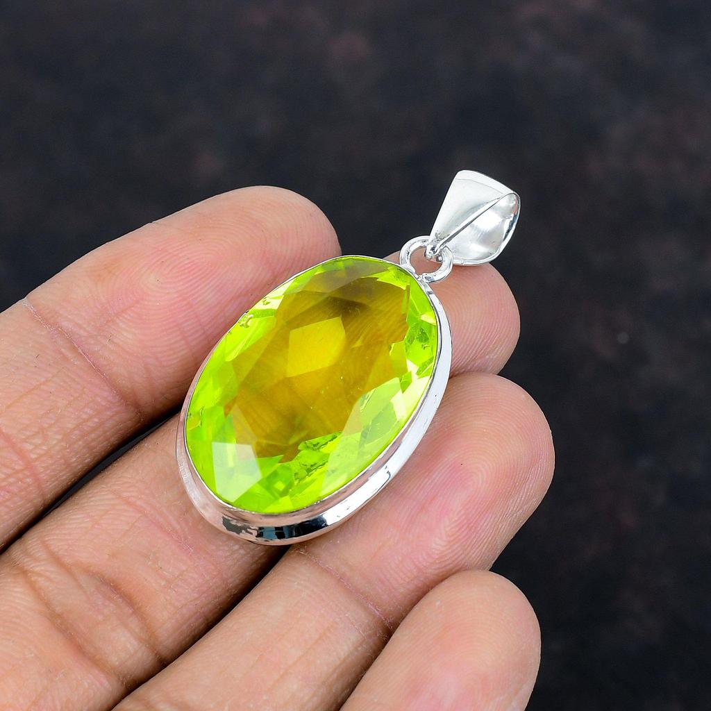 Faceted Lemon Topaz Pendant Original Gemstone Pendant Handmade Pendant Dainty Jewelry 925 Sterling Silver Pendant Gifts for Him Boho Jewelry