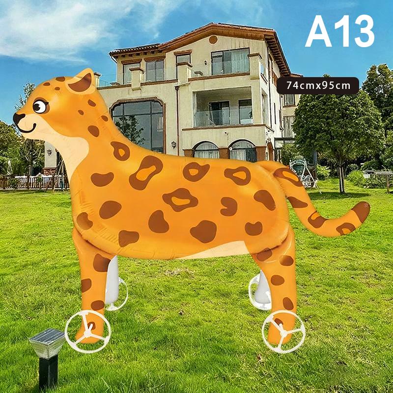 4D Cartoon Foil Balloons Elephant Stand Walking Balloon With Wheel For Kids Birthday Party Decoration Baby Shower