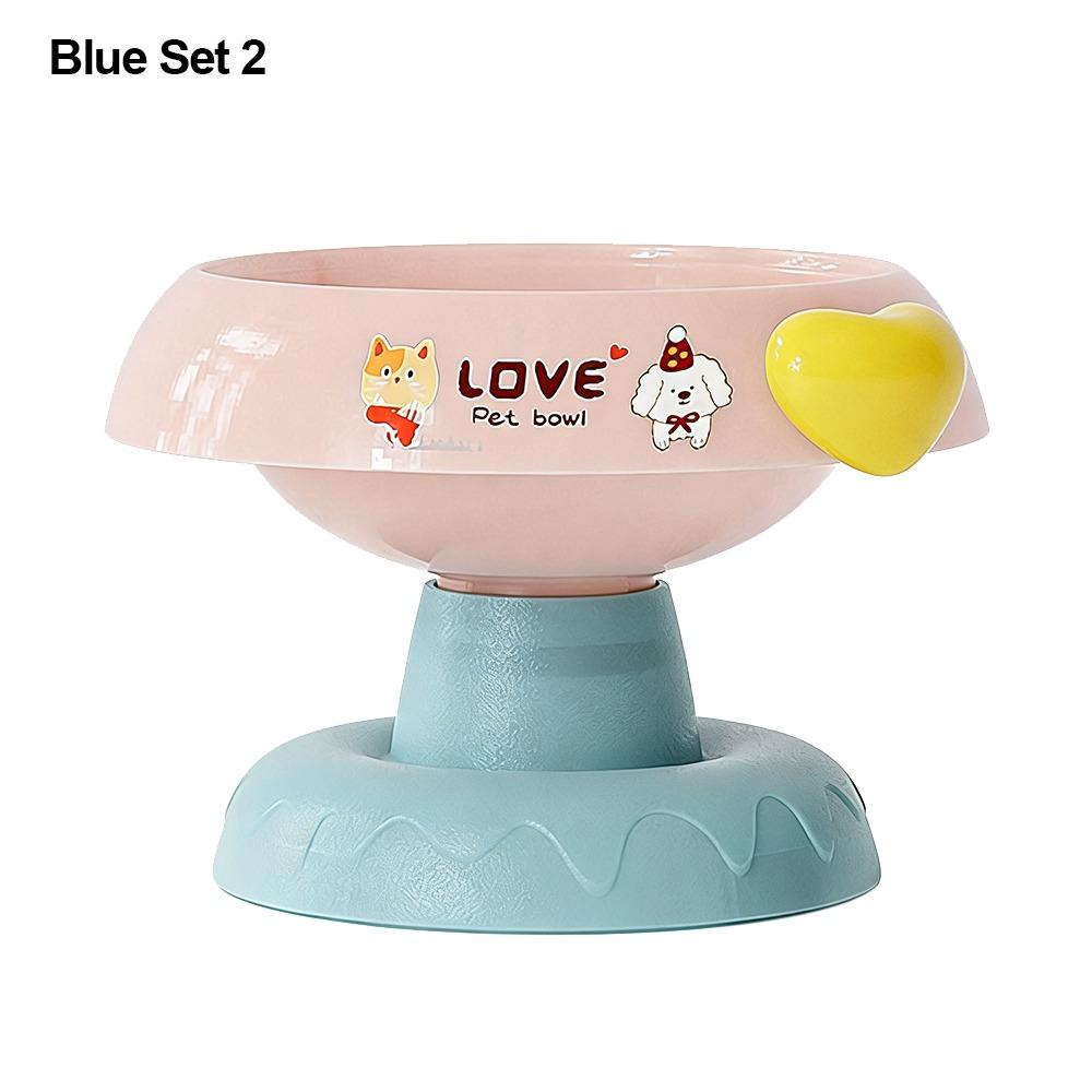 

Stainless Steel Cat Food Bowl Elevated Dog Bowls Cute Cat Bowls Pet Supplies Blue - Set 2
