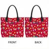  Christmas Pattern Casual Tote Bag Large Capacity Daily Handbag for Holiday Shopping Outdoor Use