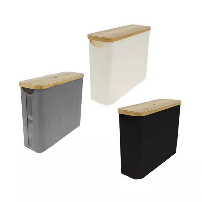 Large Bamboo Toilet Paper Storage Organizer With Bamboo Lid Cabinet Toilet Paper Basket For Bathroom