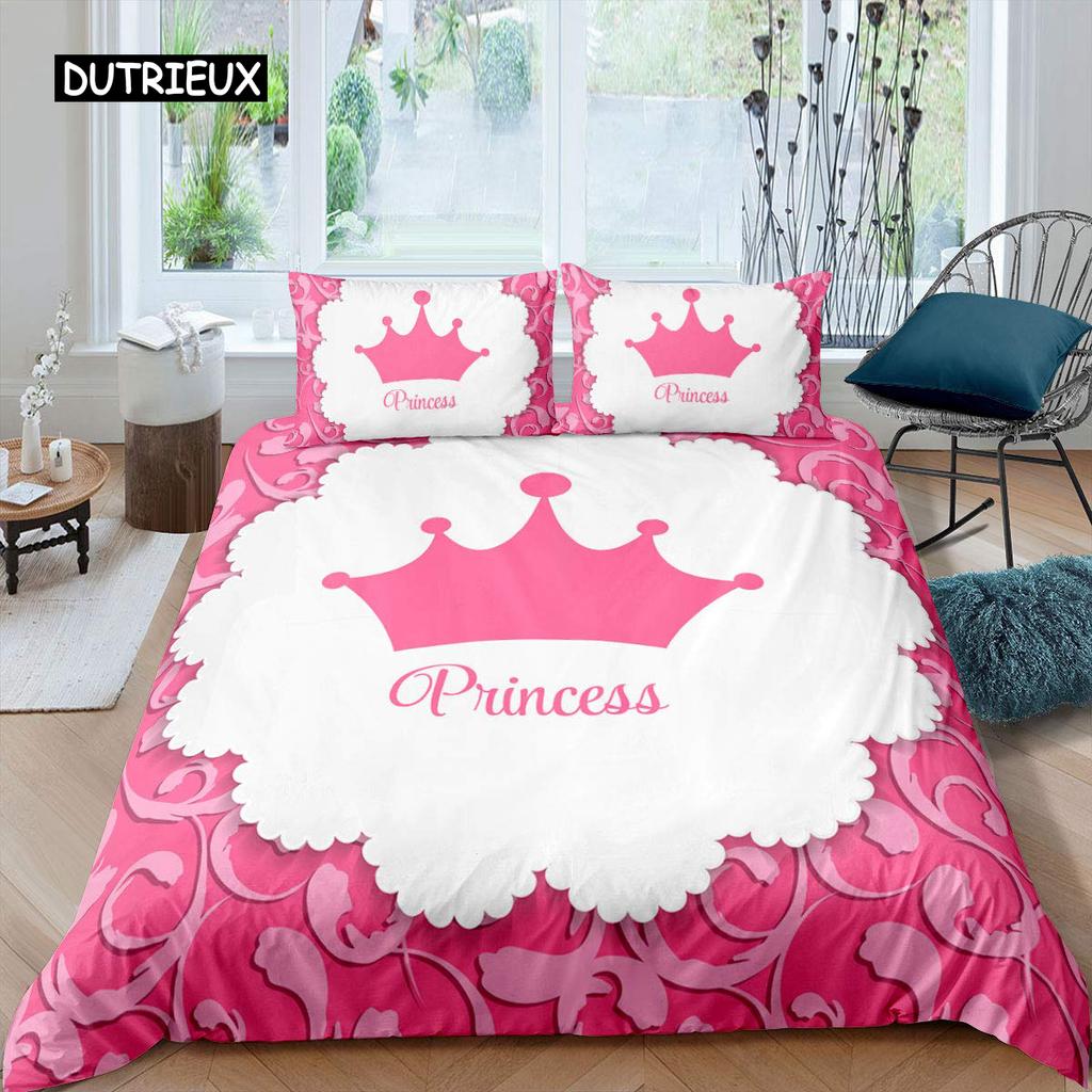 Queen Duvet Cover Set Hand Drawn Crown with Queen Lettering Baroque Style Elements Twin Bedding Set Black and White Quilt Cover