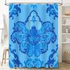 Blue Floral Bath Shower Curtain Waterproof Fabric Home Decor for Bathroom Kitchen Printed Waterfall Design