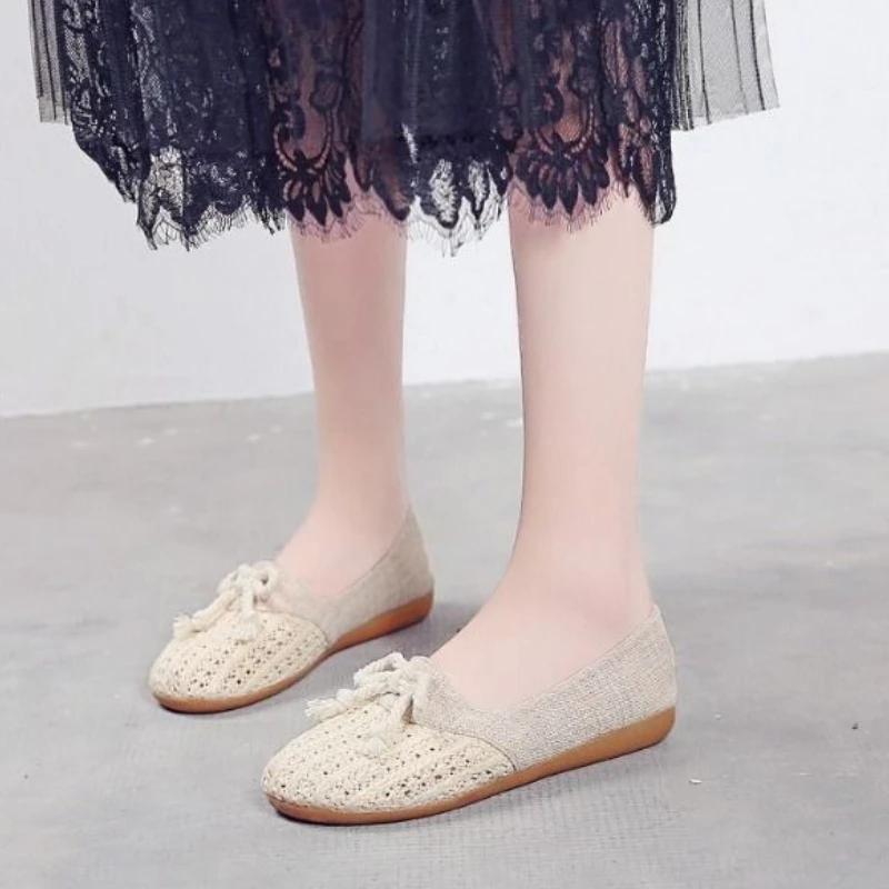 Fashion 2025 New With Bow Slip On Ladies Footwear Walking Aesthetic Y2k Fashion Deals High Quality Cheap Offer Korean 39 Women's Shoes