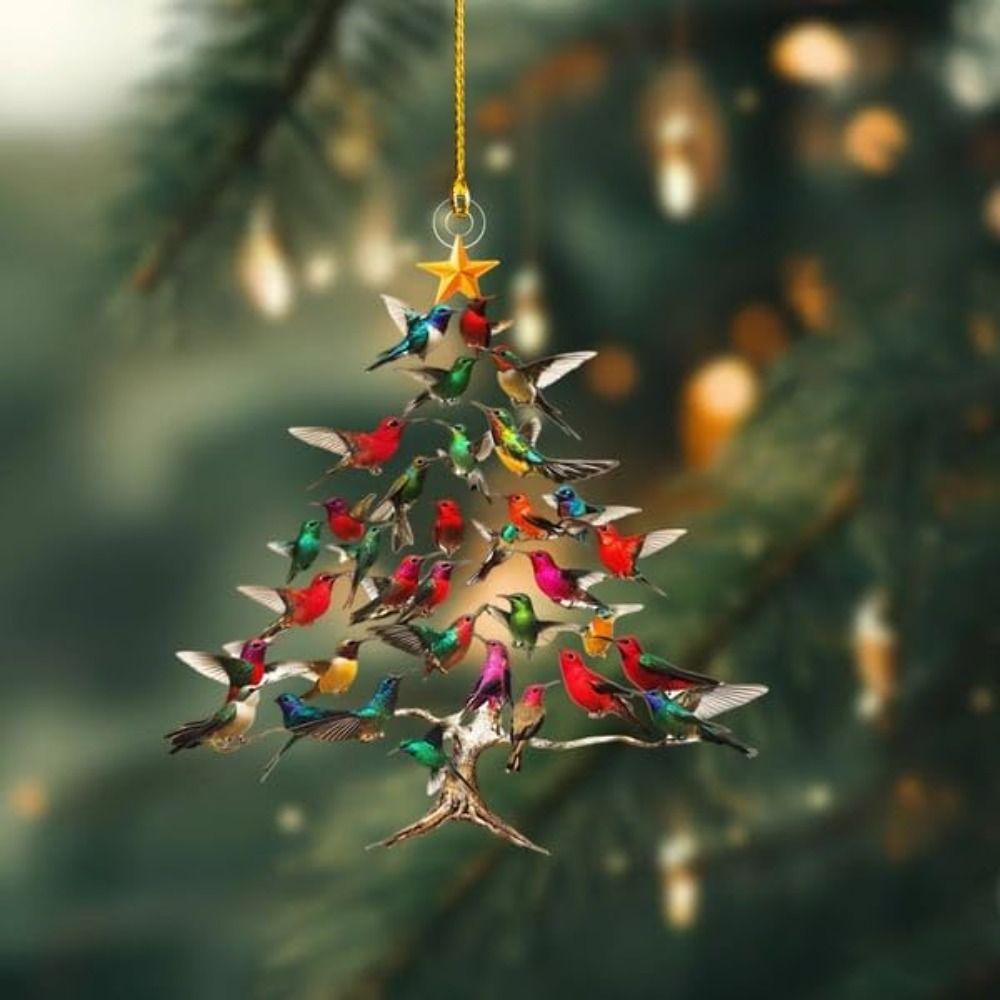 1/5Pcs 2D Hummingbird Christmas Ornament Acrylic Christmas Tree Ornaments  Home Decor