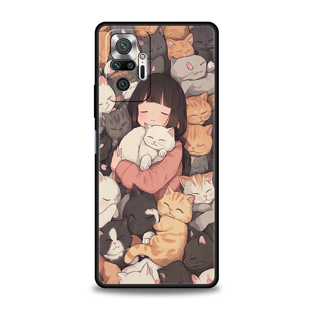 

Милый Мультяшный Кот Чехол для Телефона Для Xiaomi Redmi Note 14 13 12 5G 11 10 Pro Plus 4G 9S 9 14C 13C 12C 10C 9C 9A Мягкий ТПУ Чехол Redmi Note 14 5G