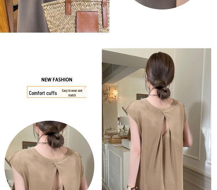 Women's Retro Sleeveless Drapey Dress - Maternity Friendly, Casual Slim Fit, Round Neck, Long Length for Autumn.