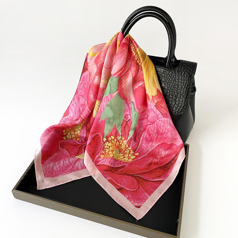 71 packs of headscarves, square scarves, sunflower flower printing square scarves, retro ethnic silk scarves, simulated silk, satin chiffon square