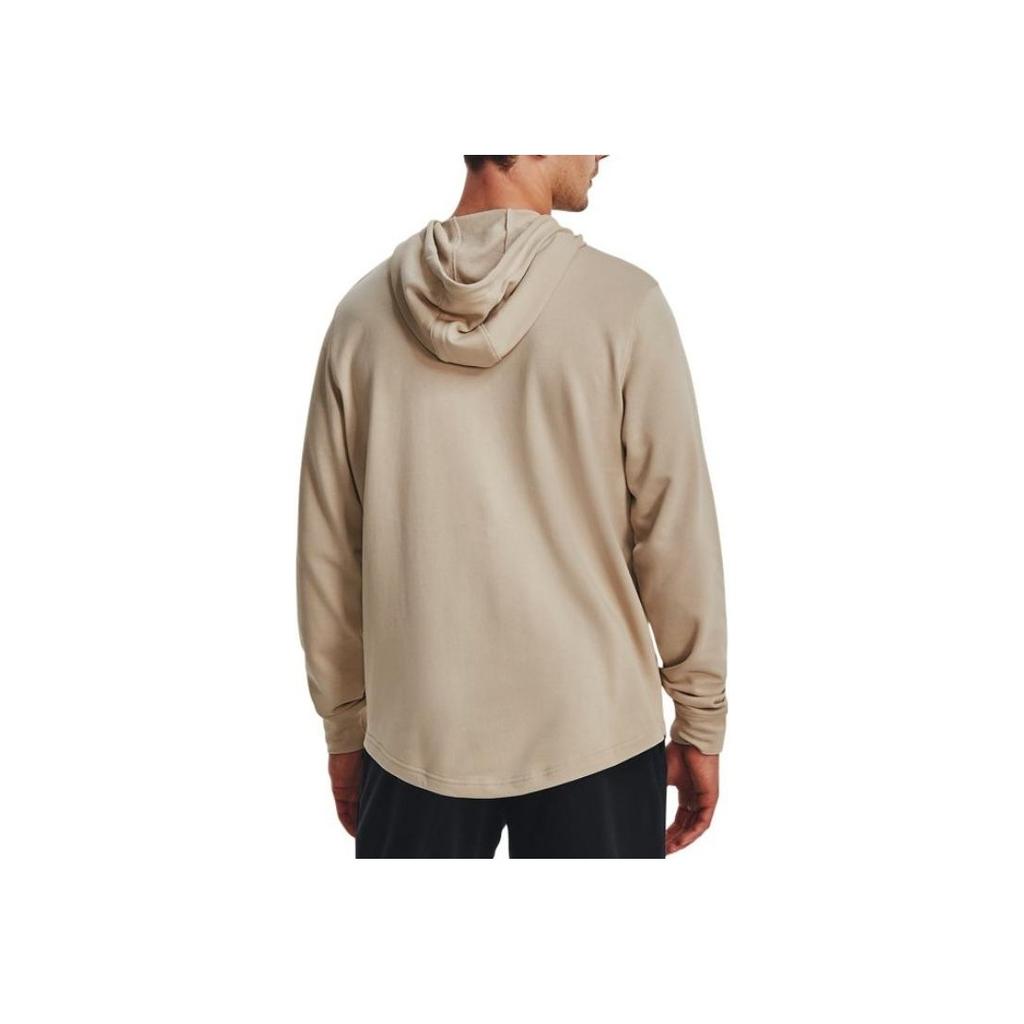 Under Armour Rival Letter Print Cotton Blend Hooded Training Sweatshirt Men sweatshirt Brown 1379766-289