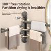 No Need To Drill Suction Cup Rotating Towel Rack Punch Free Bathroom Multi-bar Folding Bath Towel Rack Rack Towel Rack