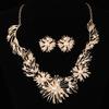 Europäisches & Amerikanisches Braut-Halsketten- und Ohrring-Set mit Faux-Perlen-Inlay aus Legierung - Exquisite Light Luxury Accessoires