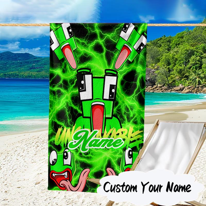 Custom Name Space Alien Un-speakable Microfiber Beach Towel Super Soft & Absorbent for Bath, Beach, Travel Bath Time Accessory, Fan Gifts