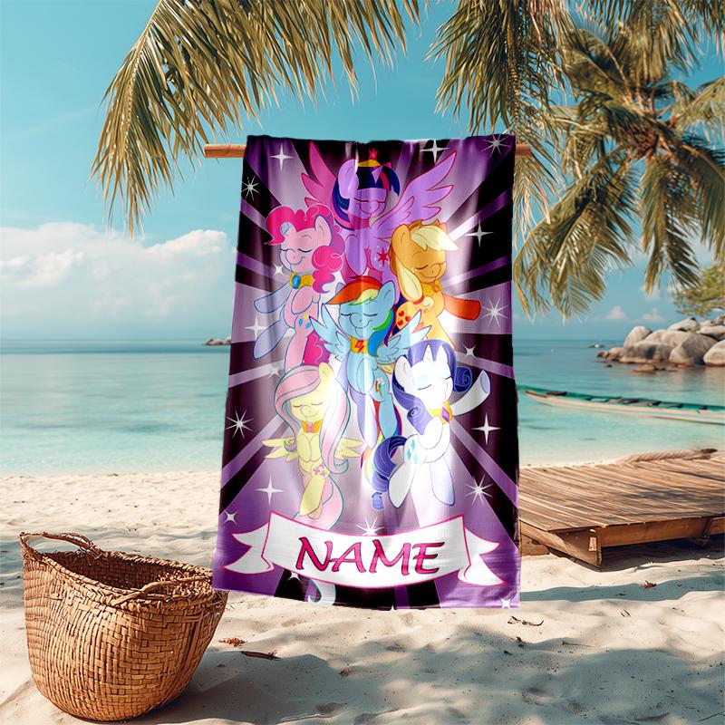 Personalized customized proof beach towel with My Little Pony pattern - soft, absorbent,quick-drying,perfect swimming,camping&bathing