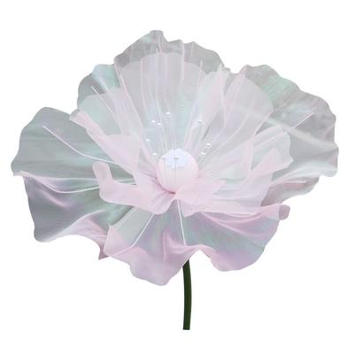 Flor de Amapola Grande de Gasa 3D Diseño Hueco Hilo Fantasía Malla de Seda Flor de Seda Material 50 cm Flor Artificial Grande