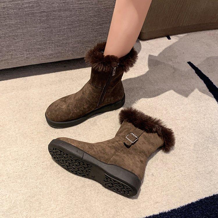 2025 New Women's Premium Snow Boots Suede Slip-On Ankle Boots with Metal Accents & Non-Slip Sole Winter Comfort Booties