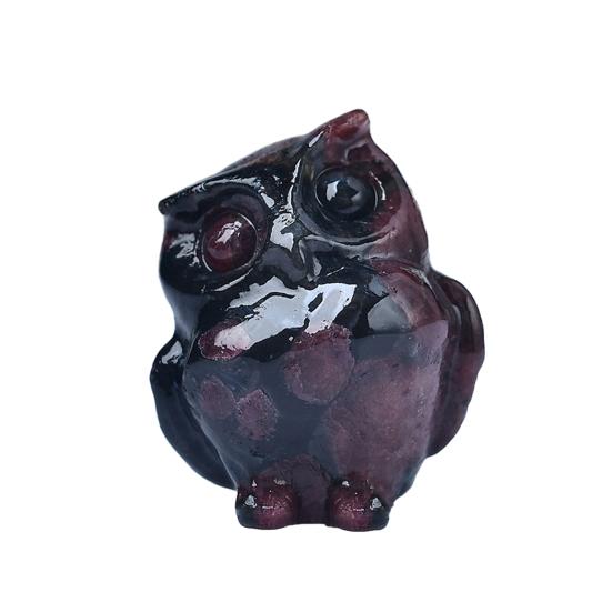 Sculpture de hibou réaliste, joli Faux cristal sculpté à la main, Statue d'animal de hibou poli, ornement de bureau