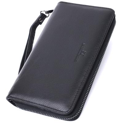 Embreagem masculina com bloco de cartão em couro genuíno ST Leather 22694 Preto